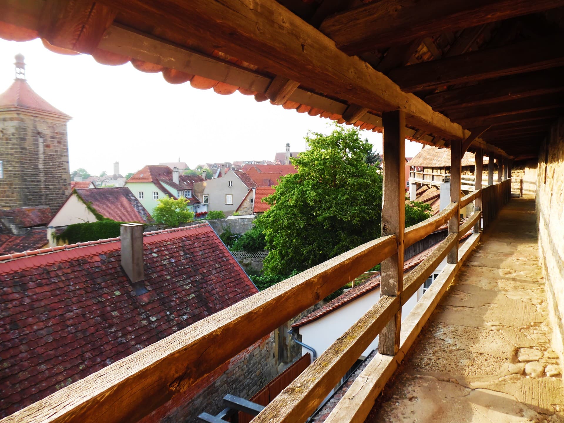 The view over Rothenburg ob der Tauber from the city walls walk