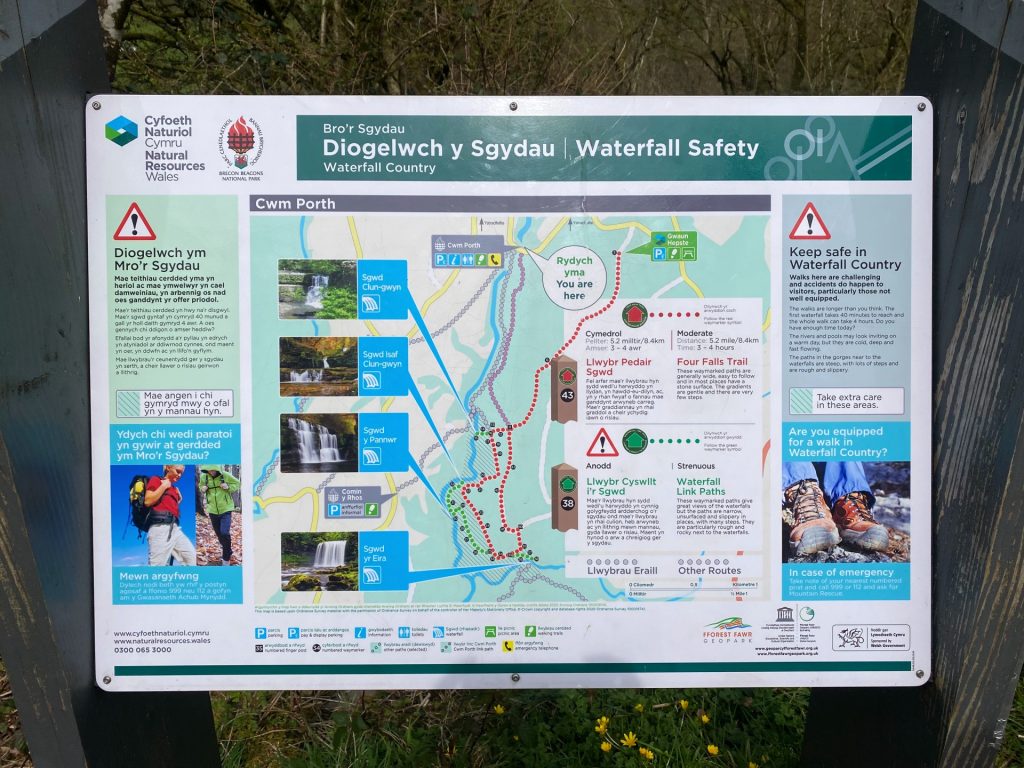 Four Waterfalls Walk map, Brecon Beacons