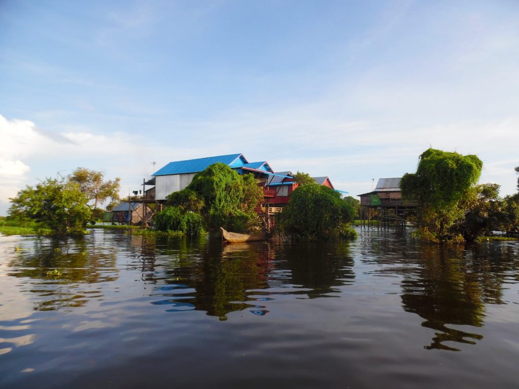 Mangroves and floating villages of Tonle Sap Lake near Siem Reap, Cambodia 