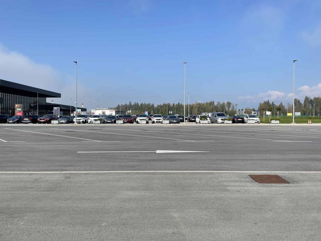 The bus stop at Ljubljana Airport in Slovenia: Ljubljana Airport To Lake Bled By Bus – Easy Guide With Photos!